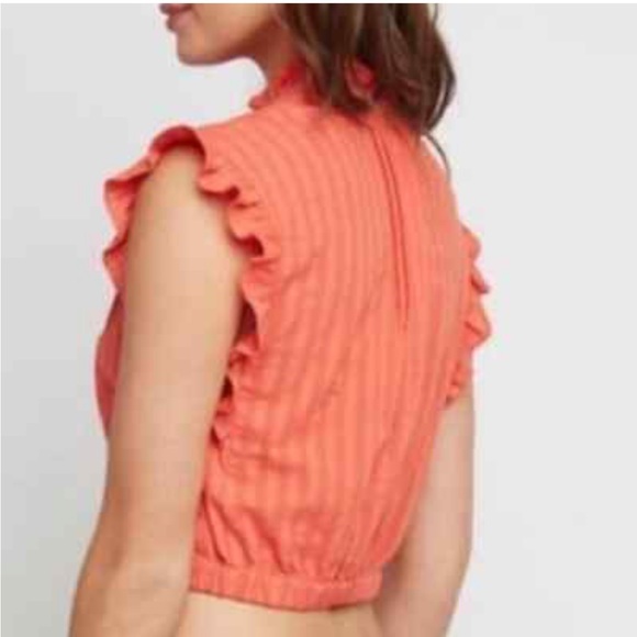 SALE 🌟 Tracy Reese Orange Ruffle Crop Top Women’s Size Medium - Picture 2 of 5
